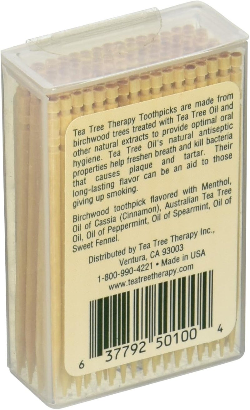 Tea Tree Therapy Mint Toothpicks - 100 Count Pack with Birchwood Infused Tea Tree Oil - Image 2
